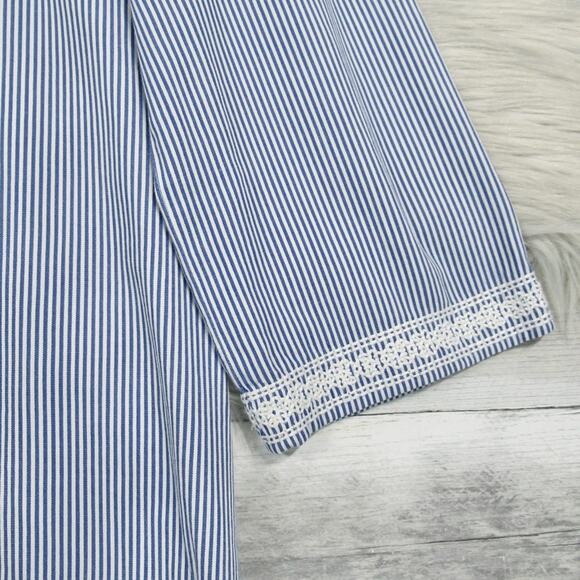 J. McLaughlin Blue & White Striped Embroidered Tunic Top Women's Size Large - Picture 10 of 13